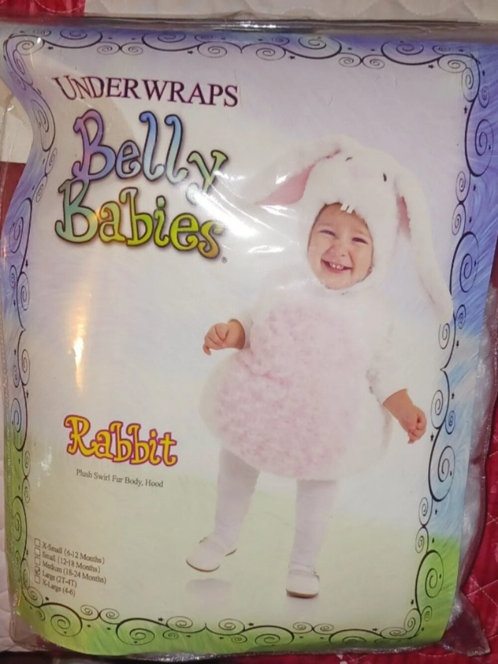 Easter Bunny Belly Babies Rabbit Costume 2T-4T New In Package Plush Fluffy